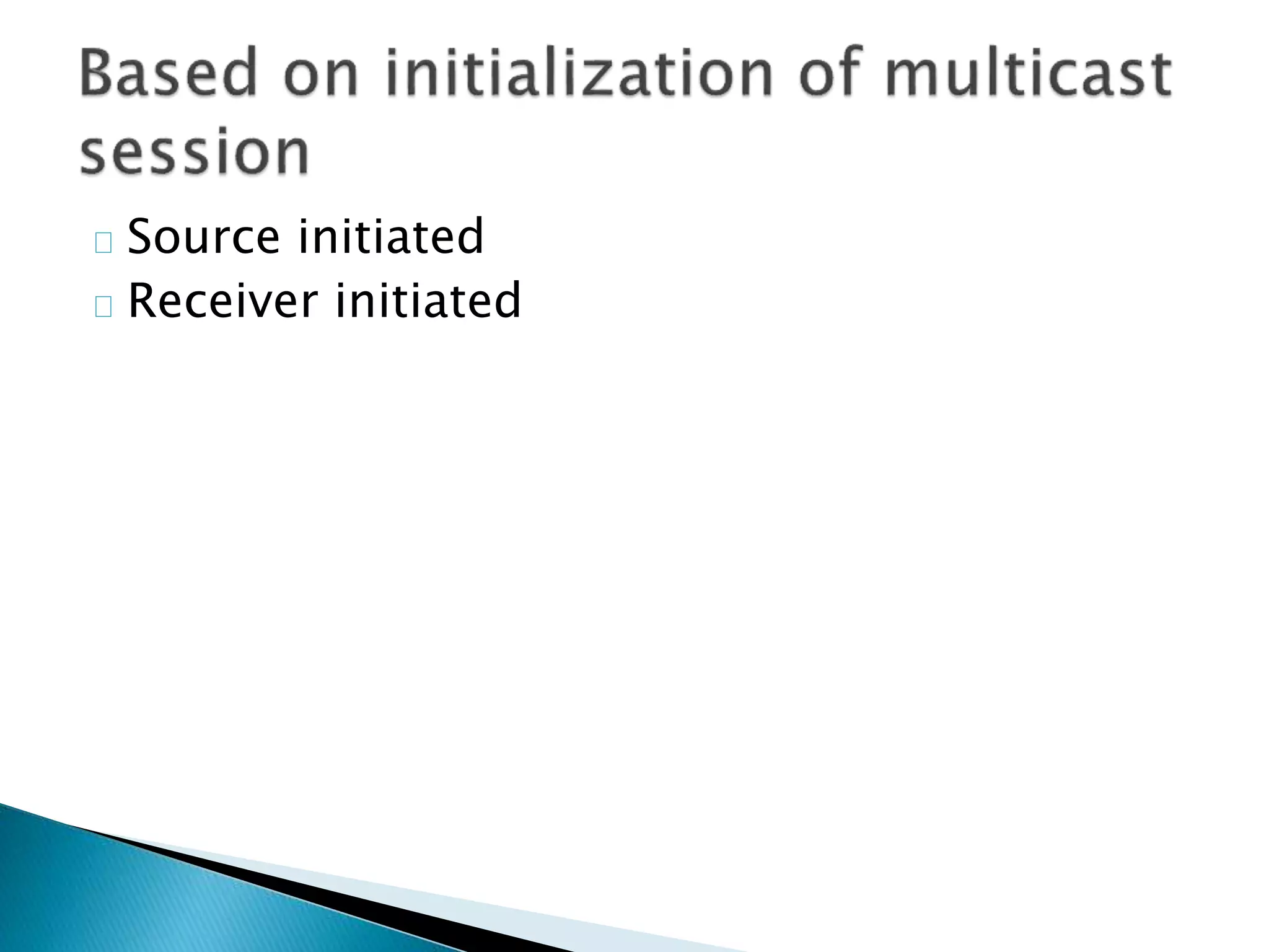 Source initiated
Receiver initiated
 