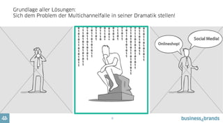 9
Drei Kernfragen für heute...
1.  Warum wird es in Zukunft unmöglich sein, stationär ohne digitale Relevanz
erfolgreich zu sein?
2.  Warum ist der Aufbau von digitalen Formaten für stationäre
Einzelhandelsformate eine Anleitung zum Selbstmord?
3.  Welche Wege führen aus dieser Falle?
 