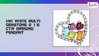 14K WHITE MULTI-
GEMSTONE & 1/6
CTW DIAMOND
PENDANT
 