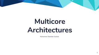 Multicore
Architectures
Muhammet Abdullah Soytürk
1
 
