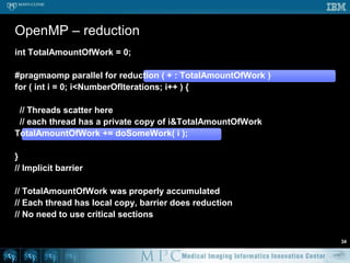 Thread synchronization – Condition variablesWorkers atomically release mutex and waitMaster atomically releases mutex and signalsWorkers wake up and acquire mutex28Mutex AWorkingConditionMutex AConditionMutex AWaitMutex AConditionMutex AMutexThread