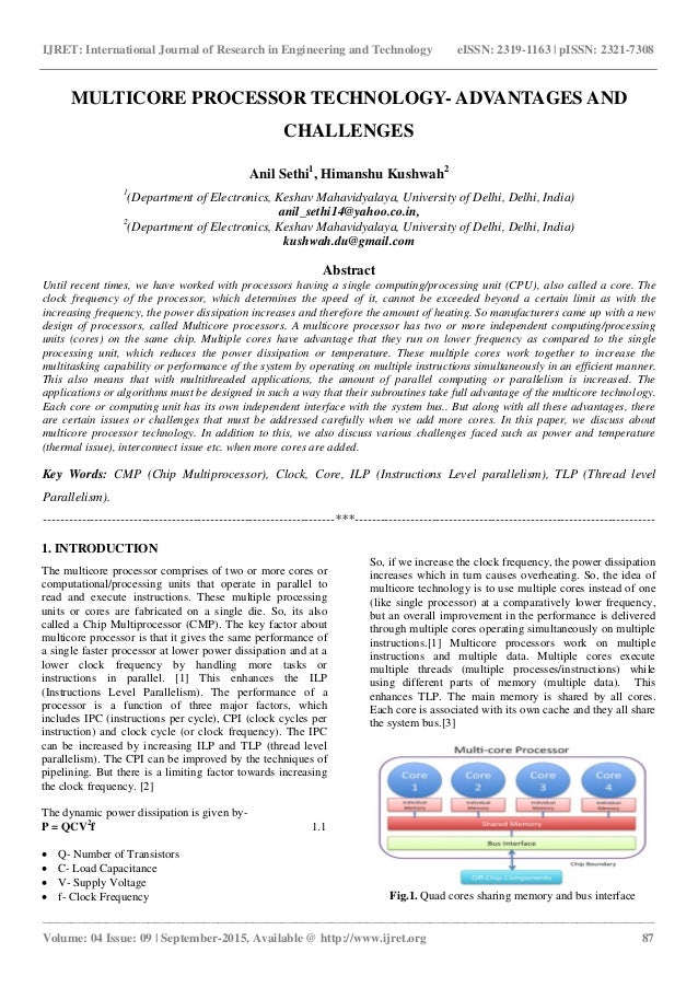 Multicore processor technology advantages and challenges