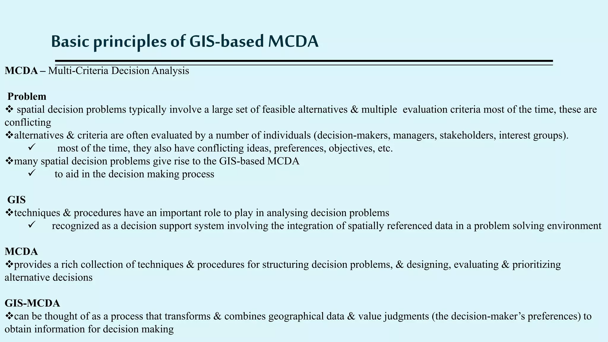 Multi criteria decision making in spatial data analysis | PPTX