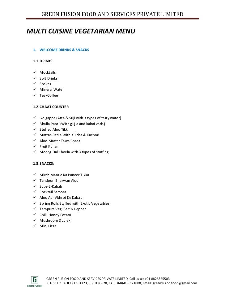 multi cuisine vegetarian menu wedding food list