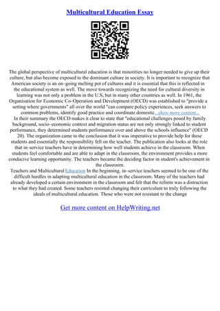 Multicultural Education Essay | PDF