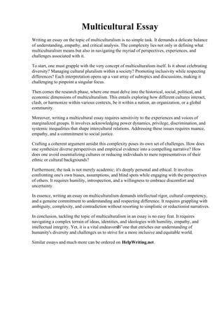 Multicultural Narratives Pdf Multicultural Essay | PDF