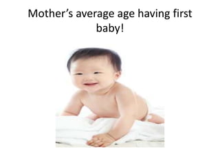 Mother’s average age having first
baby!
 