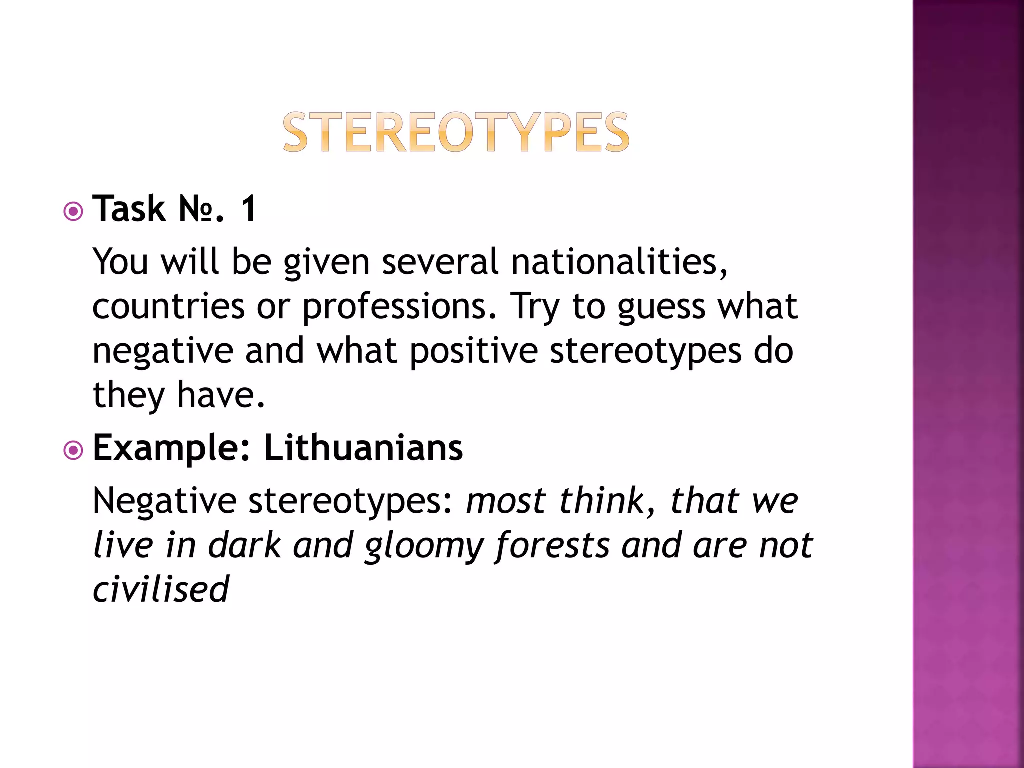 Multiculturalism and stereotypes | PPTX