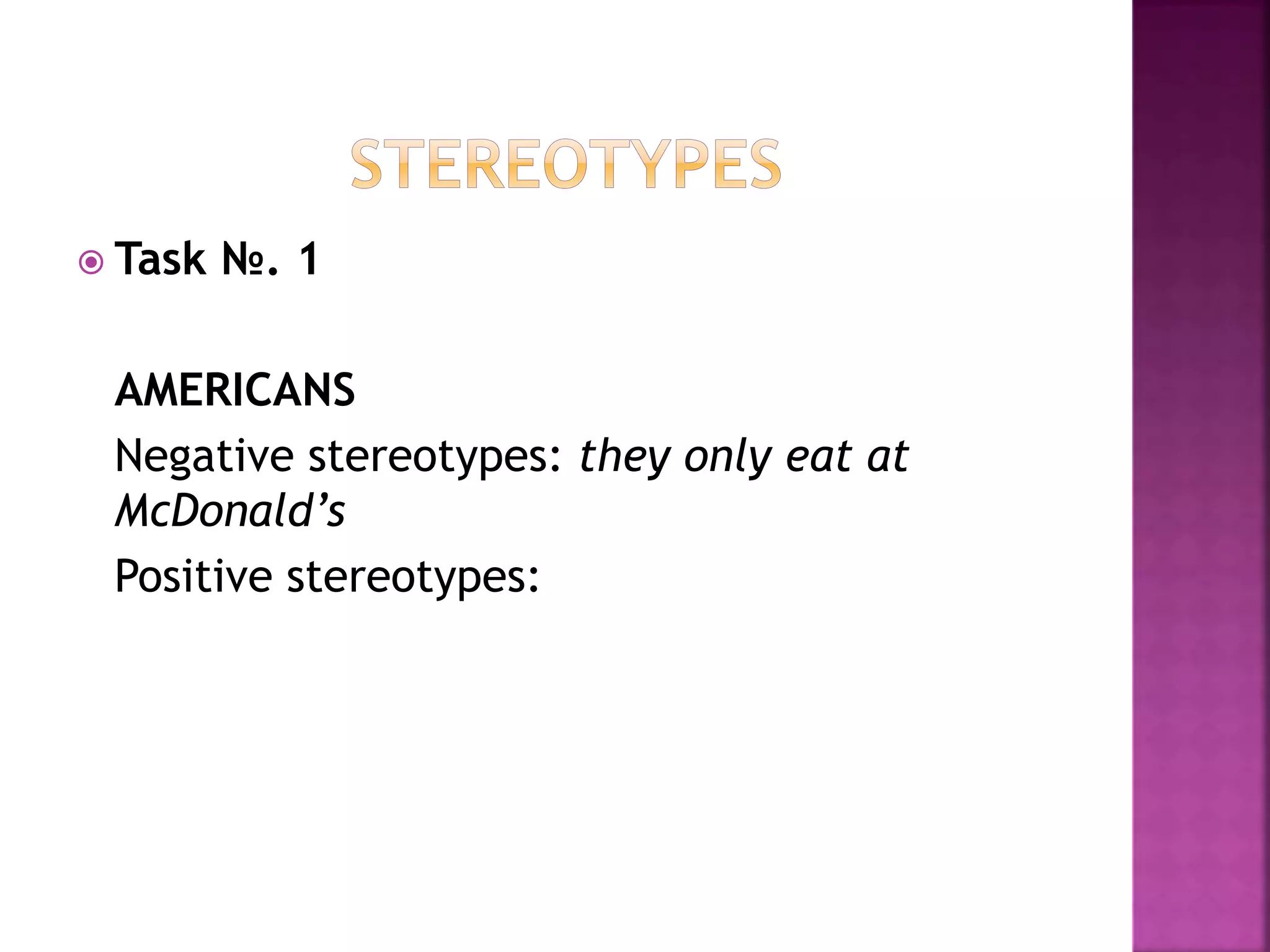 Multiculturalism and stereotypes | PPTX