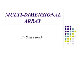 MULTI-DIMENSIONAL
ARRAY
By Smit Parikh
 