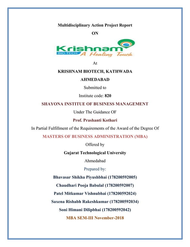 Multidisciplinary action project report PDF