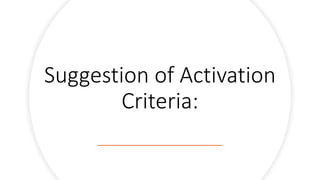 Suggestion of Activation
Criteria:
 