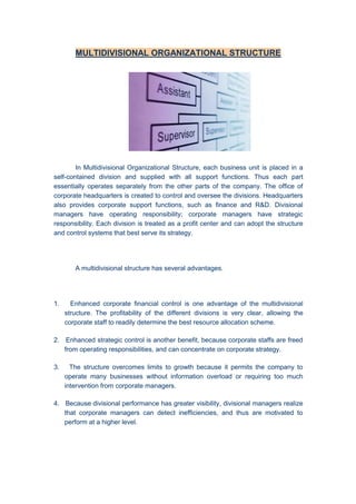 Multi Divisional Structure Table Example Multidivisional Organizational Structure