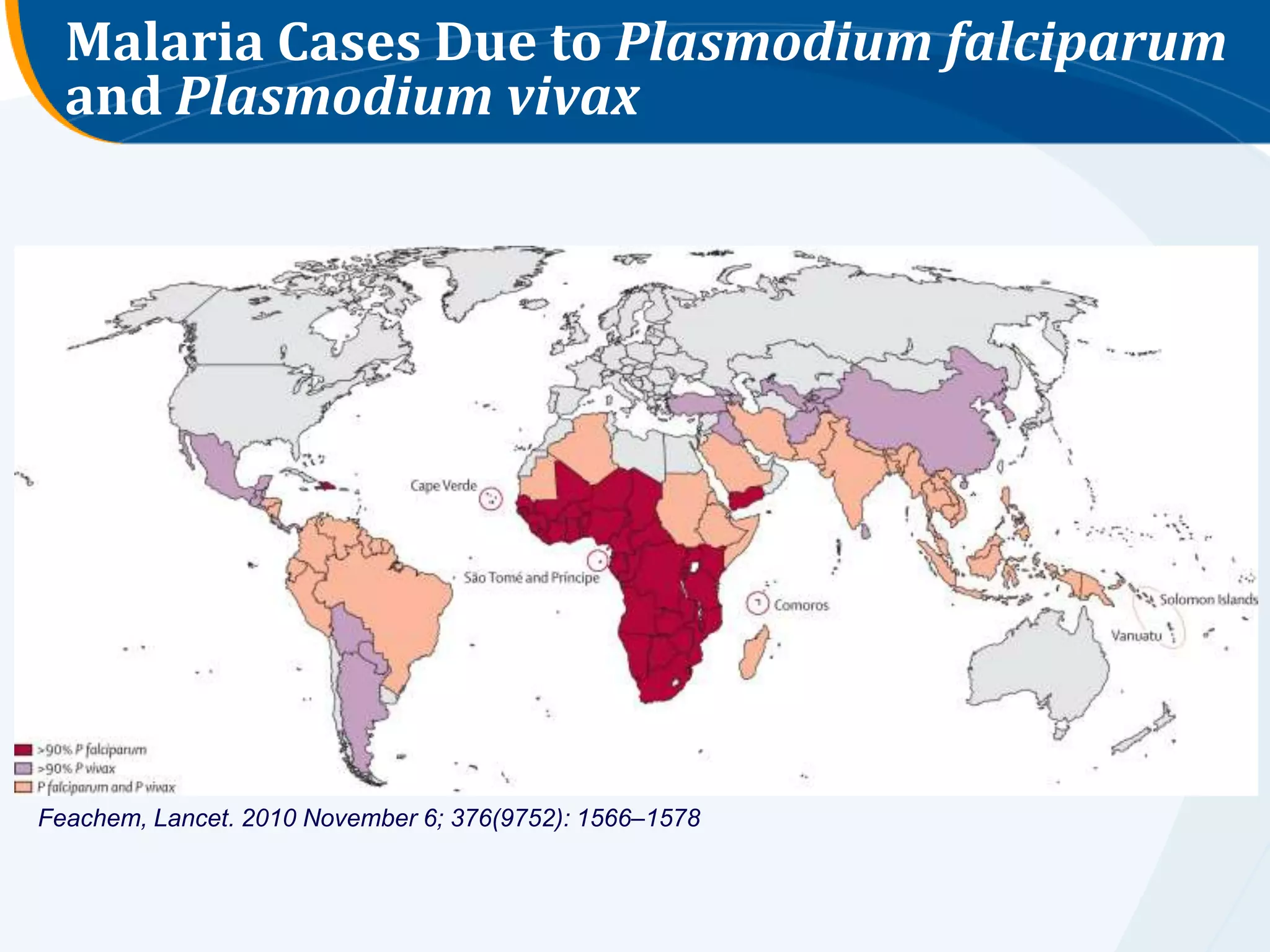 Malaria Cases Due to Plasmodium falciparum
  and Plasmodium vivax




Feachem, Lancet. 2010 November 6; 376(9752): 1566–1578
 