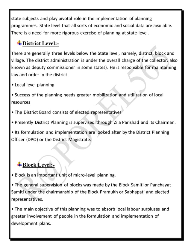 MULTILEVEL PLANNING IN INDIA