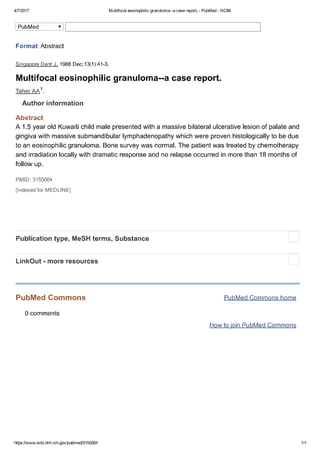 Multifocal eosinophilic granuloma -a case report