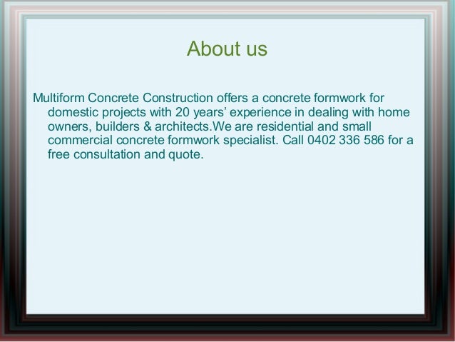 Importance of Concrete Formwork specialist