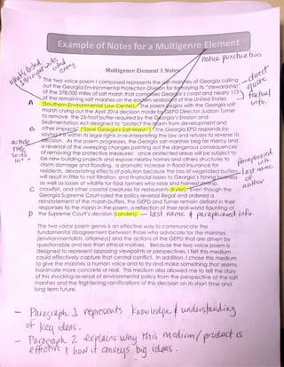 Sample Multigenre Notes Examples with Annotations from Ms. Rust