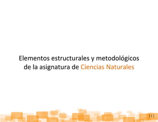 ReorganizaciónCurricular:CienciasNaturales
111
Elementos estructurales y metodológicos
de la asignatura de Ciencias Naturales
 