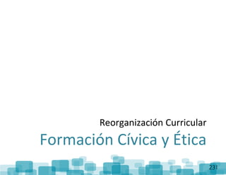 ReorganizaciónCurricular:FormaciónCívicayÉtica
231
Reorganización Curricular
Formación Cívica y Ética
 