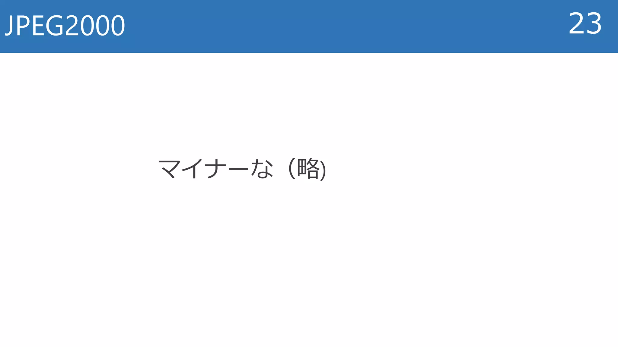 JPEG2000 23
マイナーな（略)
 