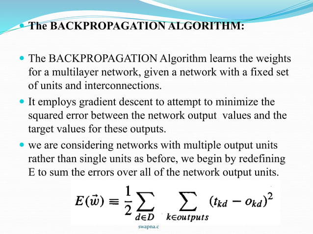 Multilayer & Back propagation algorithm | PPTX