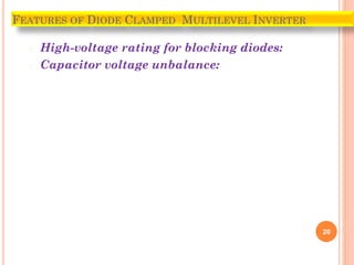 � High-voltage rating for blocking diodes:
� Capacitor voltage unbalance:
20
FEATURES OF DIODE CLAMPED MULTILEVEL INVERTER
 