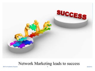 Network Marketing leads to success
IBA For Academic Purpose
8
9/24/2013