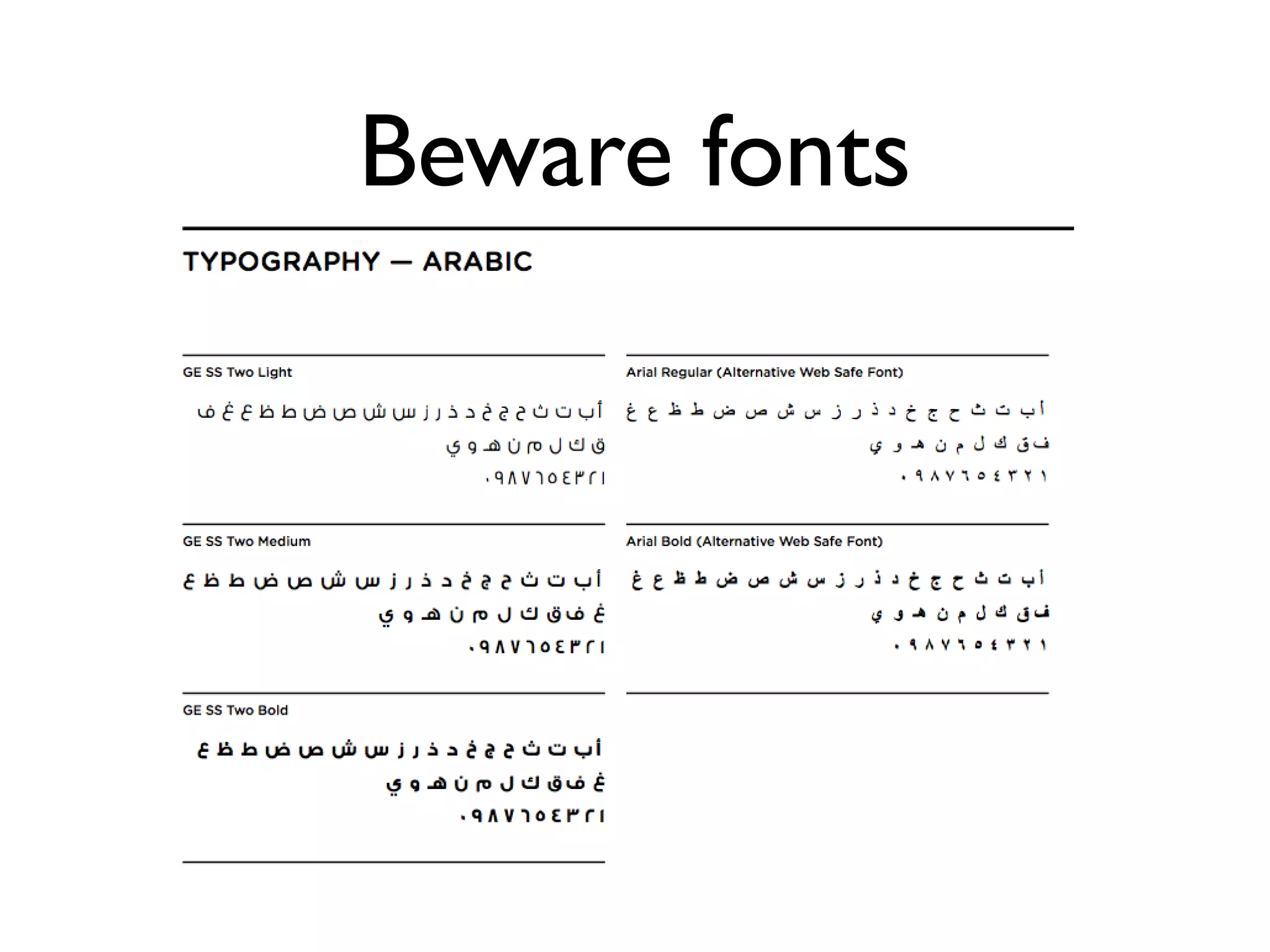 Beware fonts
 