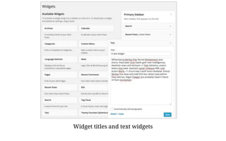 Widget titles and text widgets
 