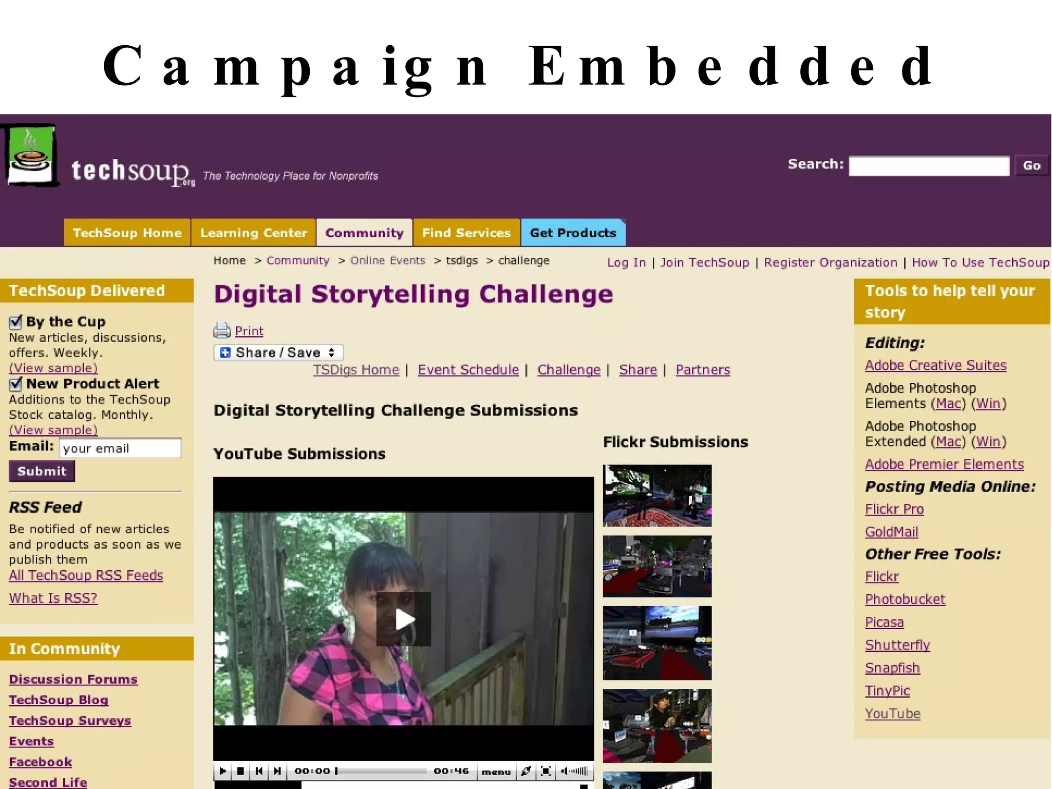 #TSDIGS Digital Storytelling Megan Keane, TechSoup Online Community Manager 