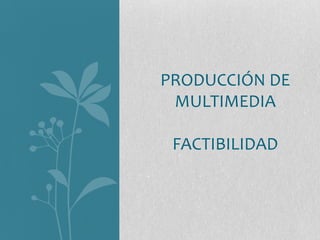 PRODUCCIÓN DE
 MULTIMEDIA

 FACTIBILIDAD
 