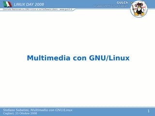 L Multimedia                   con GNU/Linux
              o




Stefano Sabatini, Multimedia con GNU/Linux                   1
Cagliari, 25 Ottobre 2008
 