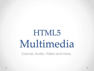 HTML5 Multimedia Canvas, Audio, Video and more.. 