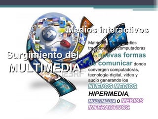 Medios interactivosMedios interactivos
Surgimiento delSurgimiento del
MULTIMEDIAMULTIMEDIA
 