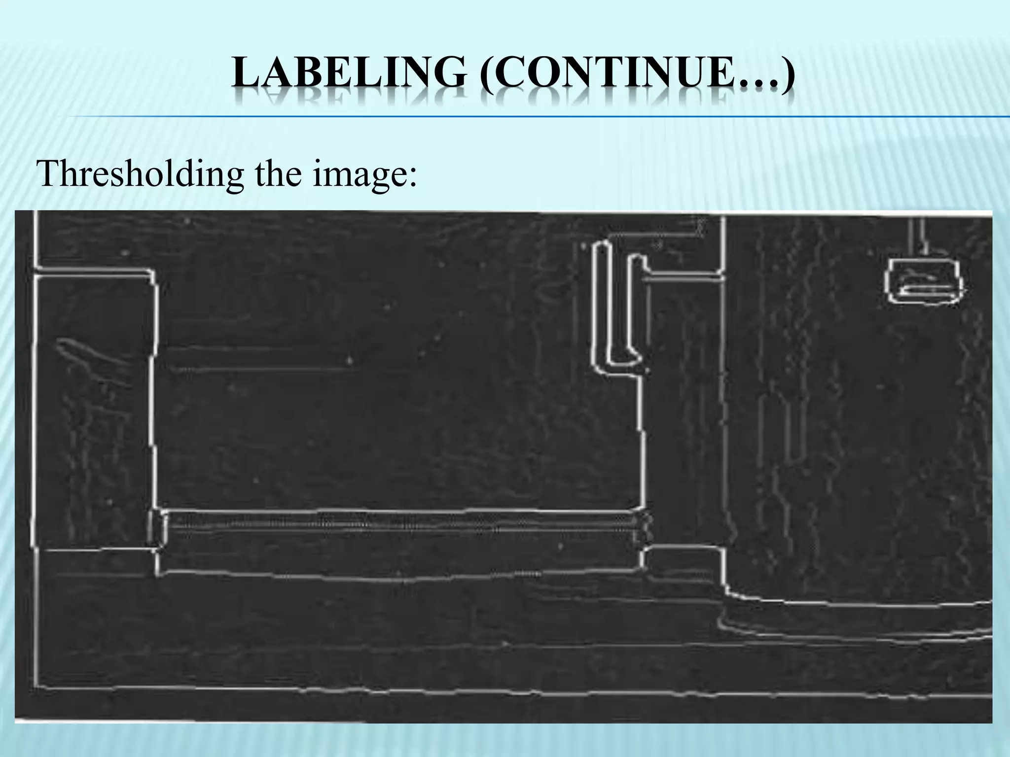 LABELING (CONTINUE…)
Thresholding the image:
 