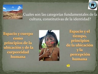 Cuales son las categorías fundamentales de la
   cultura, constitutivas de la identidad?
 