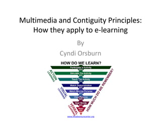 Multimedia and Contiguity Principles: How they apply to e-learning By  Cyndi Orsburn www.lifeadventurecenter.org 