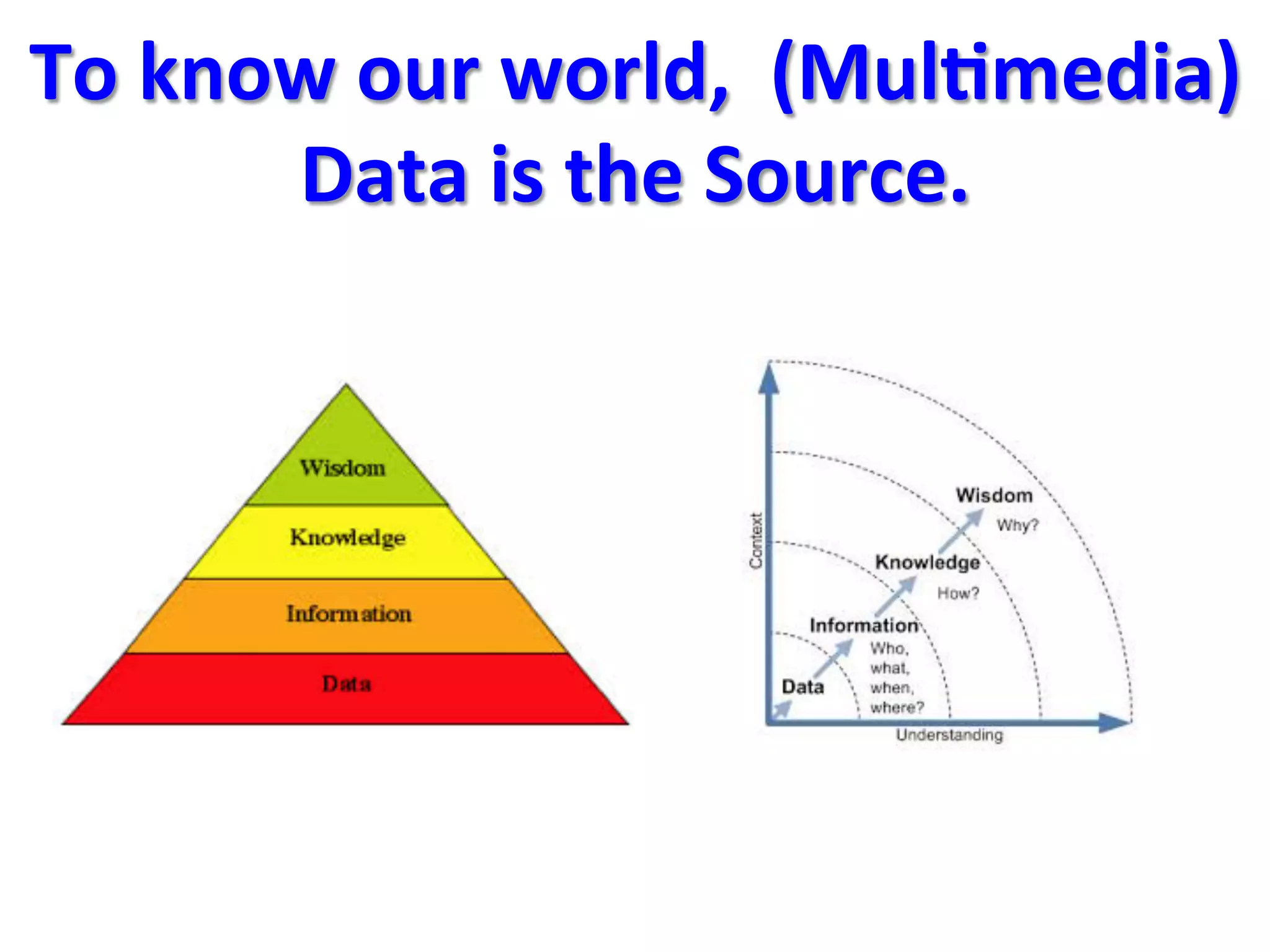 To	
  know	
  our	
  world,	
  	
  (MulAmedia)	
  
Data	
  is	
  the	
  Source.	
  
 