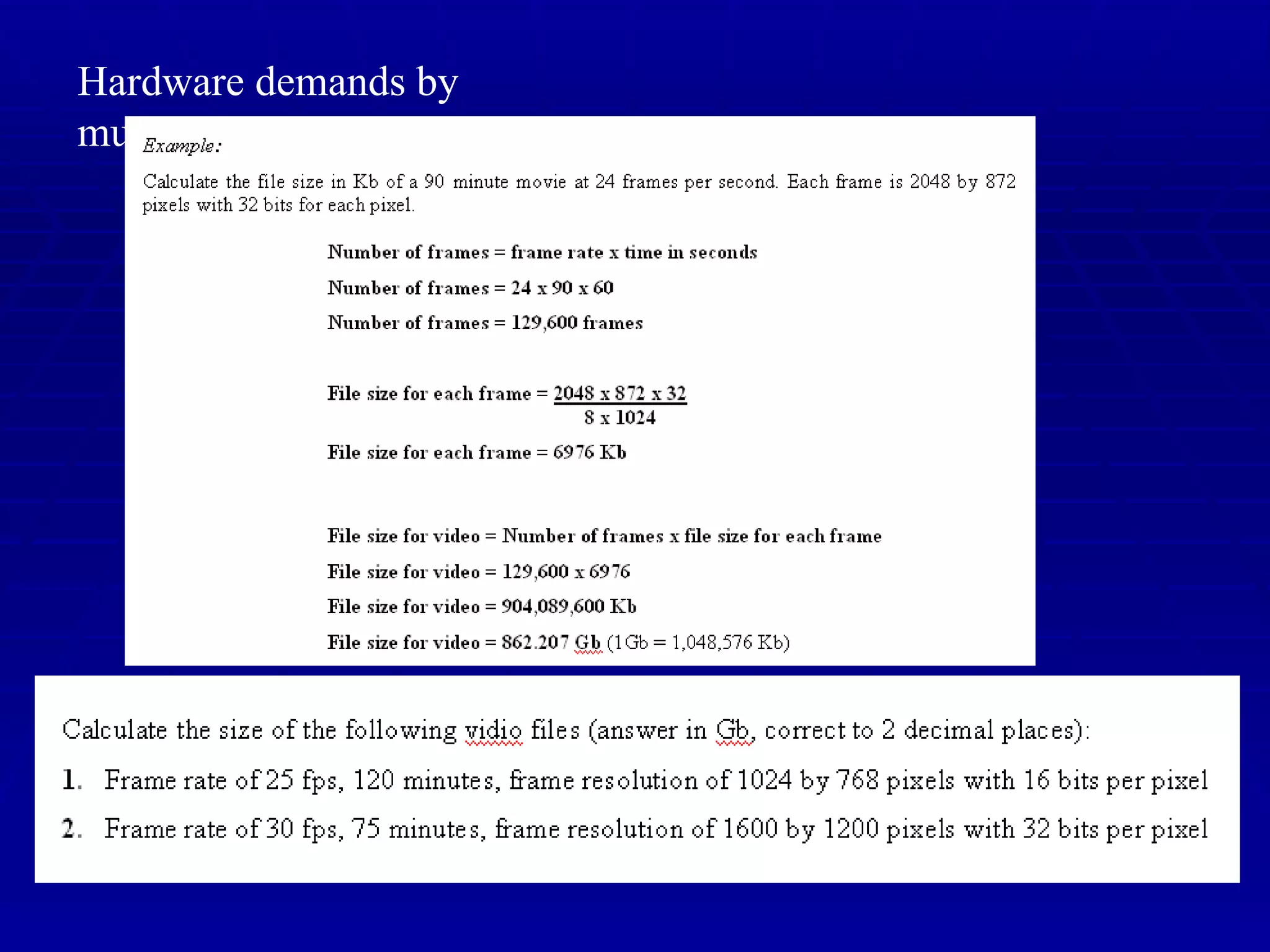Hardware demands by multimedia 