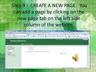  Step 4 – After you have logged in, you can create a new page. On the top of every page, over to the right there is an edit button that you can click on to make your changes. 
