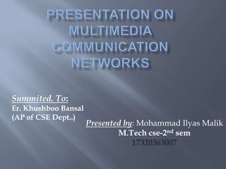 Presented by: Mohammad Ilyas Malik
M.Tech cse-2nd sem
17320363007
Summited. To:
Er. Khushboo Bansal
(AP of CSE Dept..)
 