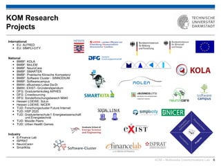 Multimedia Communications Lab (KOM) - TU Darmstadt - Research Overview ...