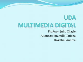 Profesor: Julio Chayle
Alumnas: Jaramillo Tatiana
Rosellini Andrea
 