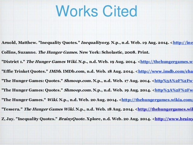 the hunger games multimedia essay outline presentation the hunger games works cited