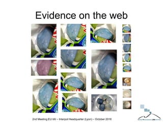 Evidence on the web
2nd Meeting EU IAI – Interpol Headquarter (Lyon) – October 2016
 