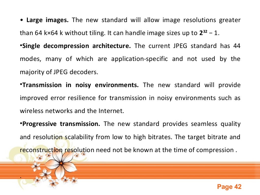 Multimedia image compression standards
