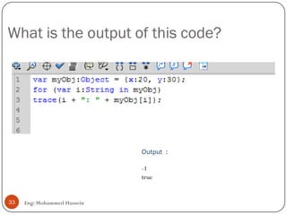 What is the output of this code?
Eng: Mohammed Hussein33
Output :
y: 33
x: 24
 