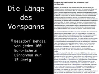 Die Länge 
des 
Vorspanns 
Betzdorf behält 
von jedem 100- 
Euro-Schein 
Einnahmen nur 
15 übrig 
 