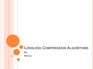 LOSSLESS COMPRESSION ALGORITHMS
By
Marwa
 